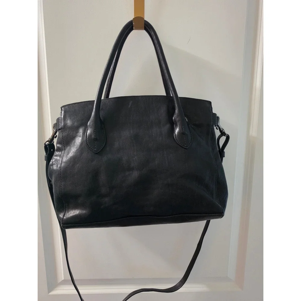 MASSIMO PALOMBA Black Leather Satchel Crossbody Bag Handcrafted in Italy